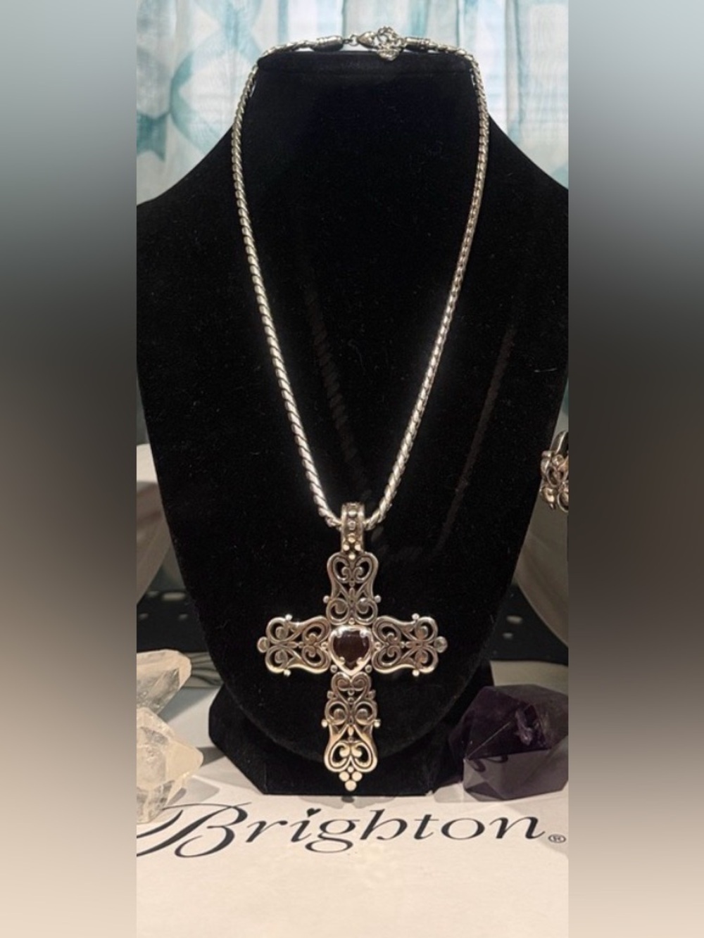 🌹 RARE SLVR RED SWAROVSKI CRYSTAL BRIGHTON VINTAGE Unique Necklace🌹 #Whimsygoth